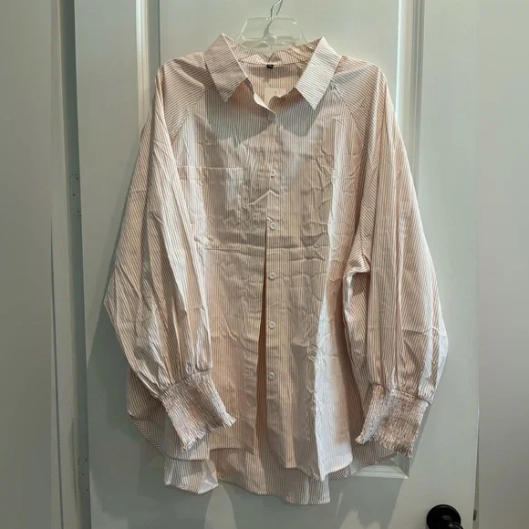 Smocked Cuffed Striped Shirt - Picture 5 of 5